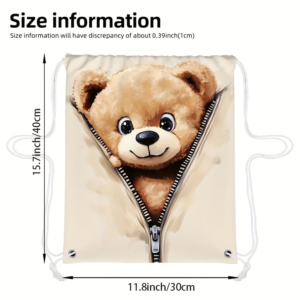 E-shop 1 Stück Eleganter Drawstring-Rucksack mit Peekaboo-Teddybär-Design – Unisex Nützliche Tasche, Leichte Tragetasche, Gym-Essentials, Kreative