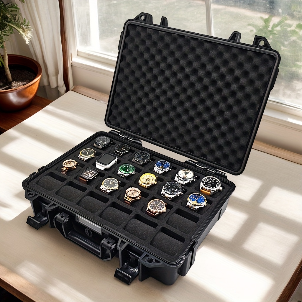 premium watch and jewelry storage case protective box multifunctional wristwatch jewelry organizer suitcase durable hard shell design shockproof and dustproof suitable for store display home storage business travel Product details 1