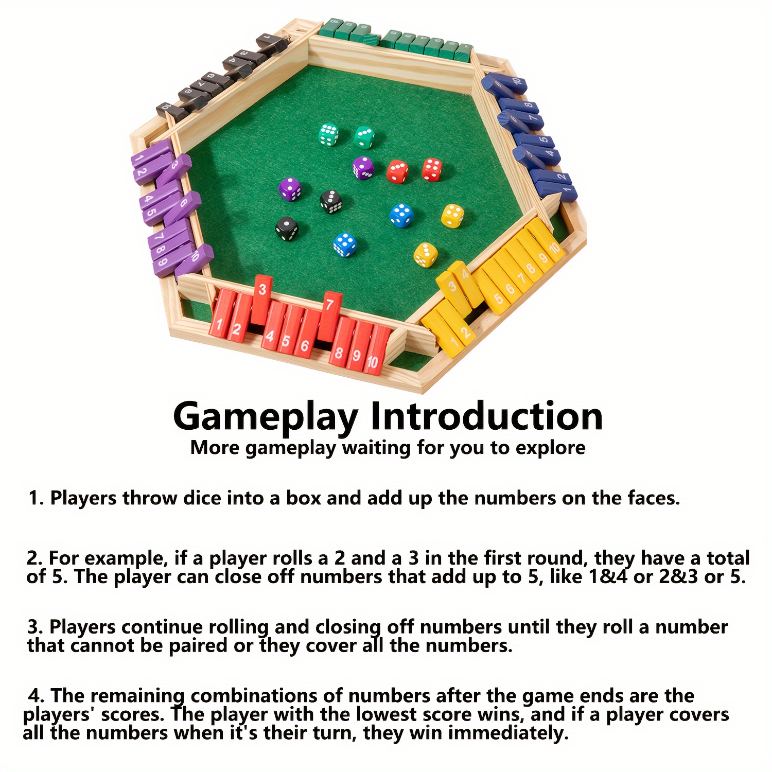 Jogo de Dados NeslGenc em Caixa de Madeira, Pessoas, Jogo de Tabuleiro de Mesa Aprimorado, Vem com 12 Dados, Versão de Viagem Adequada para Festas de Entretenimento em Família, Bares, Presentes de Ação de Graças/Natal/Ano Novo, Forma e Cor dos Detalhes Aleatórios