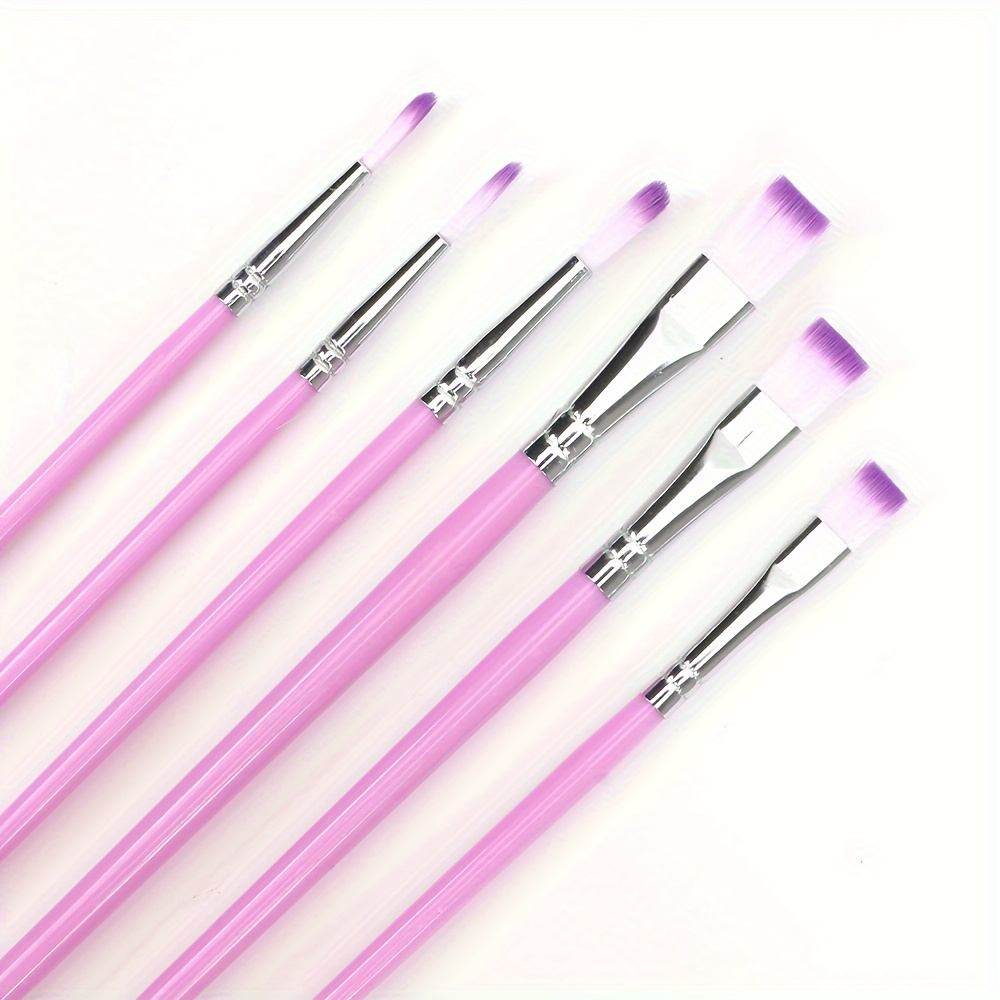 6pcs Mixed-head Professional Paint Brushes Nylon Hair, Plastic Handle, Watercolor Oil Acrylic Painting Art Supplies - Christmas, Halloween, Thanksgiving Gift