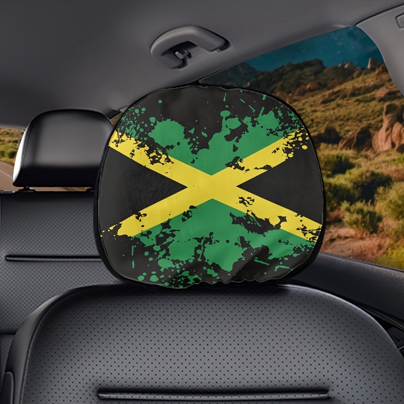 

1pc Jamaican Flag Print Auto Seat Headrest Cover, Car Truck Suv Van Head Rest Covers Universal Fit Driver & Passanger, Washable