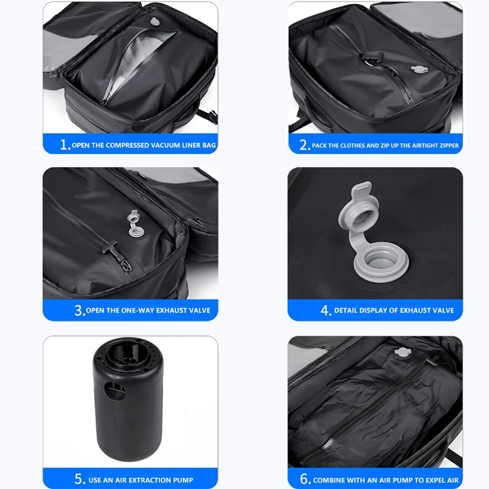 travel vacuum backpack mens premium multifunctional laptop bag vacuum compression expandable business shoulder bag details 6