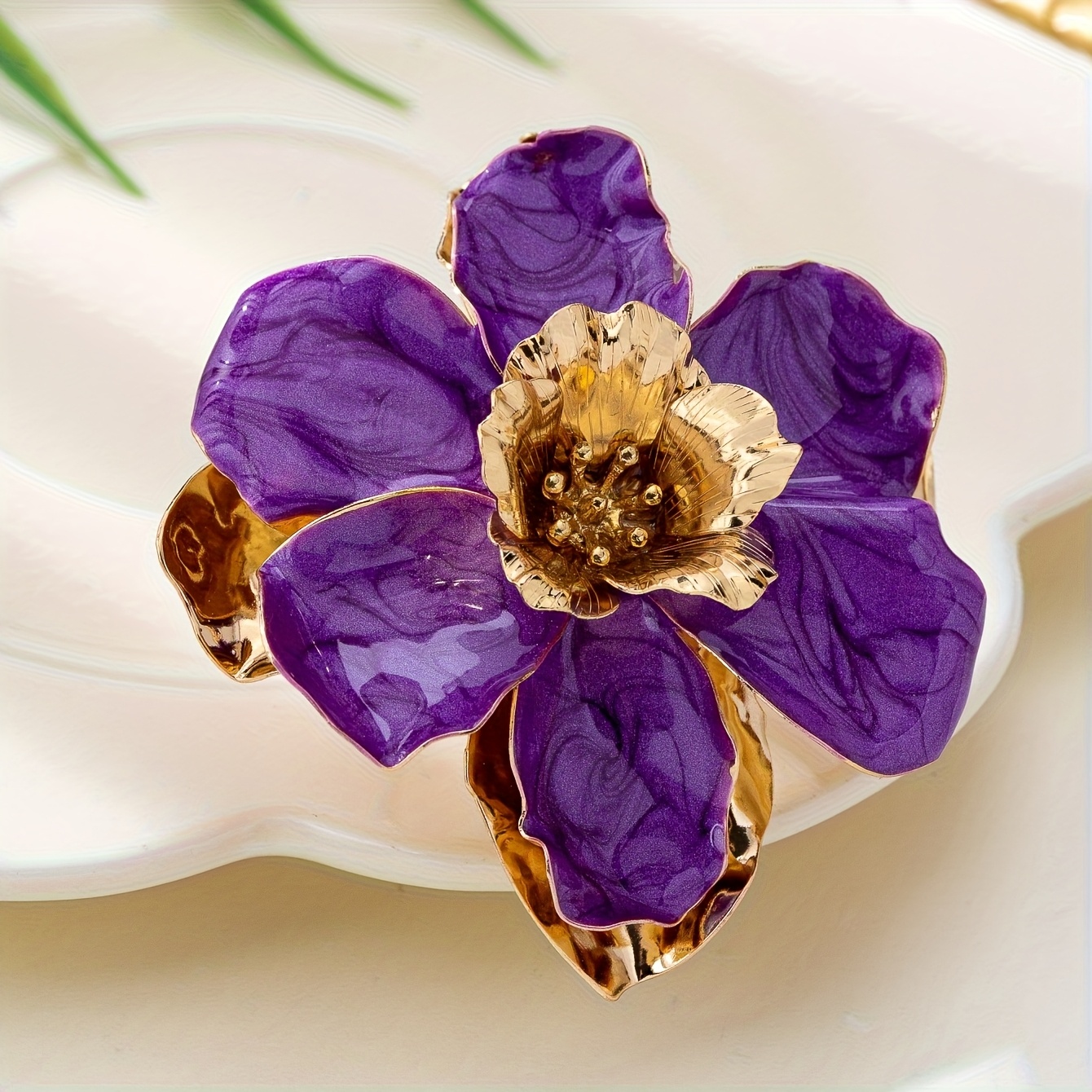 Geometric Minimalist Oil Drop Flower Ring for Women