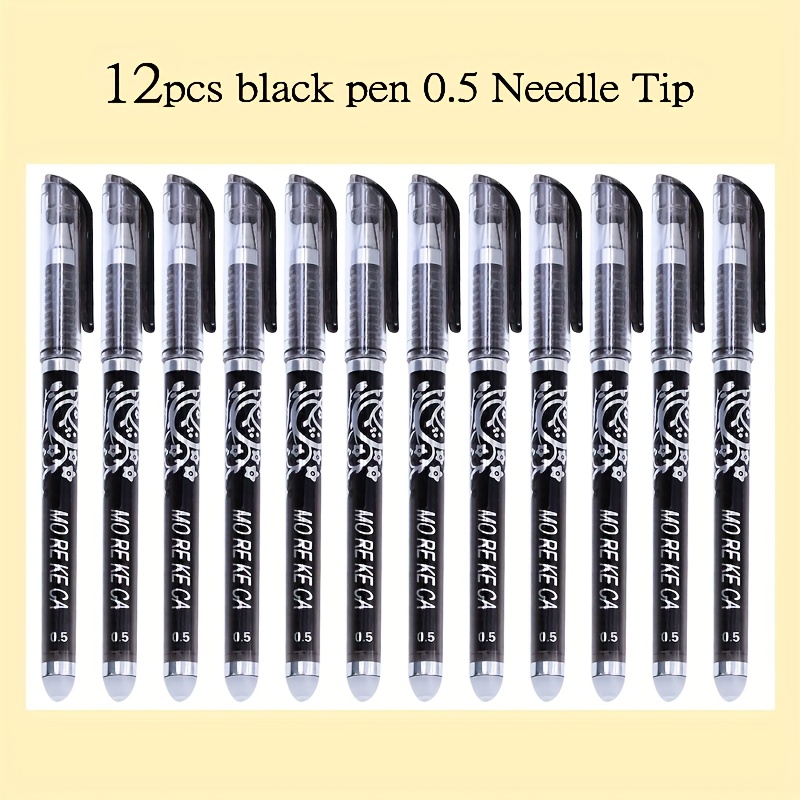 E-shop 12er-Set Radierbare Gelstifte, Radierbare Stifte, Schwarz & Blaue Radierbare Tinte, 0,5MM Spitze, Geschmeidiges Schreiben, für Büro, Studenten,