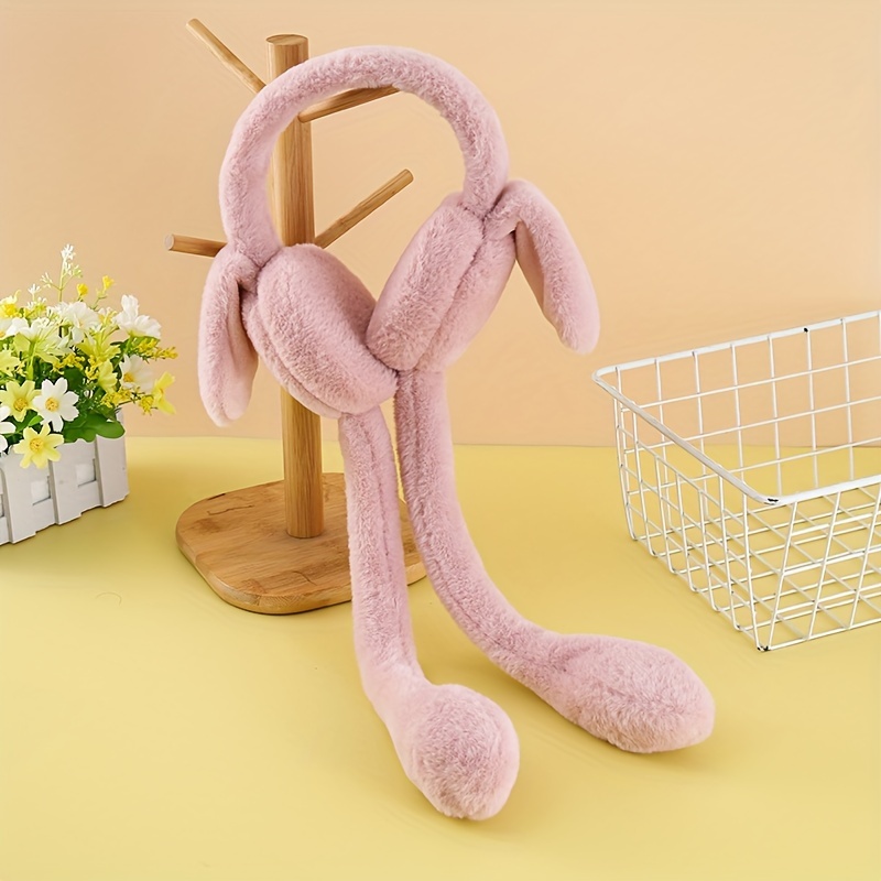 autumn winter warm plush ear warmers bunny ears moving cute - Temu