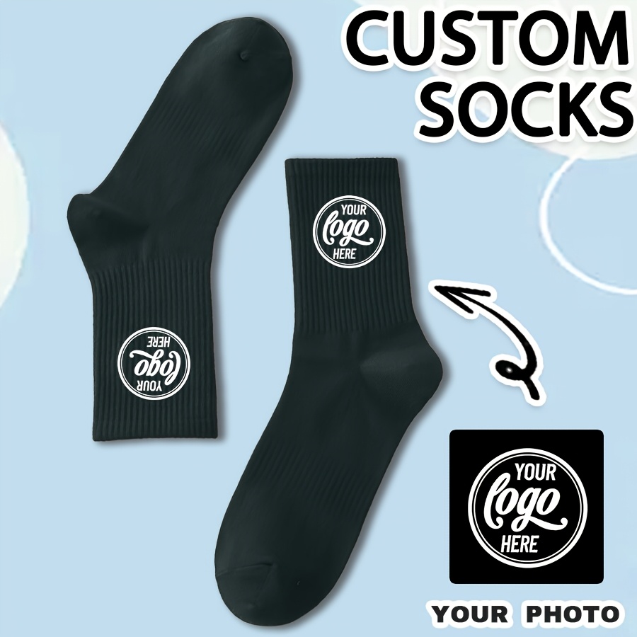 TEMU 1 Pair Men/women Custom Logo Socks, Personalized Funny Gift Socks With Photo Customization, Novelty Present Socks For Men Women, Breathable