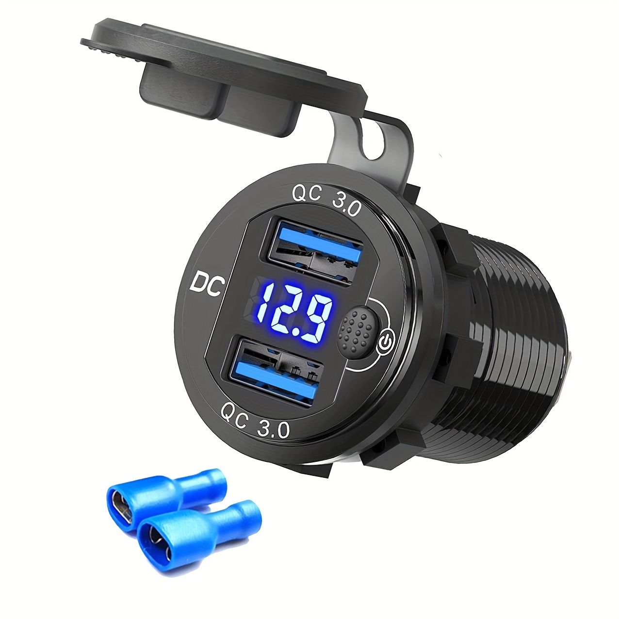 

Dual Usb Car Phone Charger Car Modification With Switch Led Digital Voltmeter Waterproof Aluminium Alloy Housing