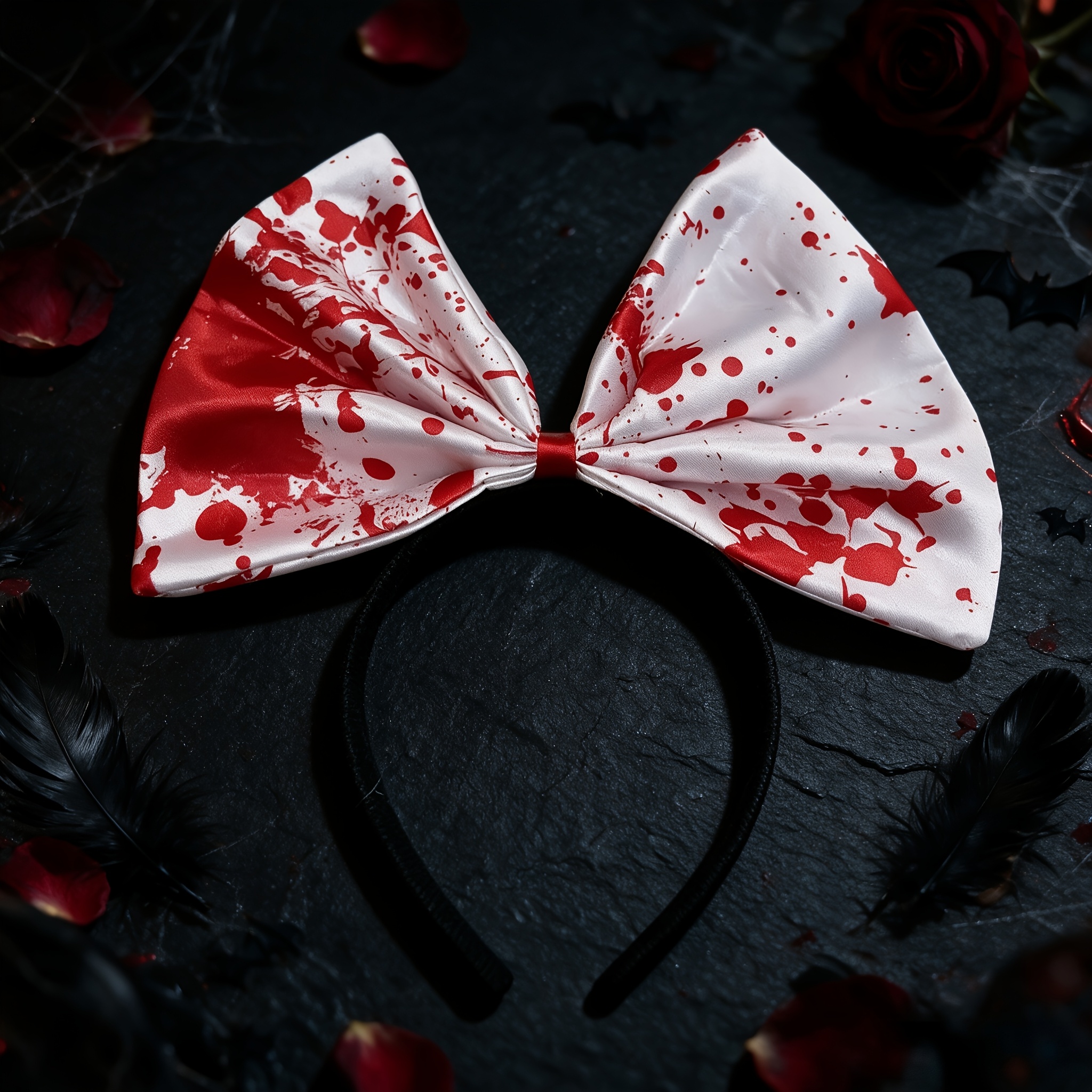 Image of 1pc Women's Halloween Horror Gothic Bow Costume Headband, Suitable For Holiday Parties, Cosplay, Haunted Houses, Street Events And Masquerade Balls