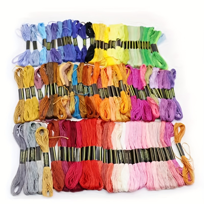 

50-pack Rainbow Embroidery Floss - Mixed Colors, Cotton Blend For Cross Stitch, Friendship Bracelets & Diy Crafts