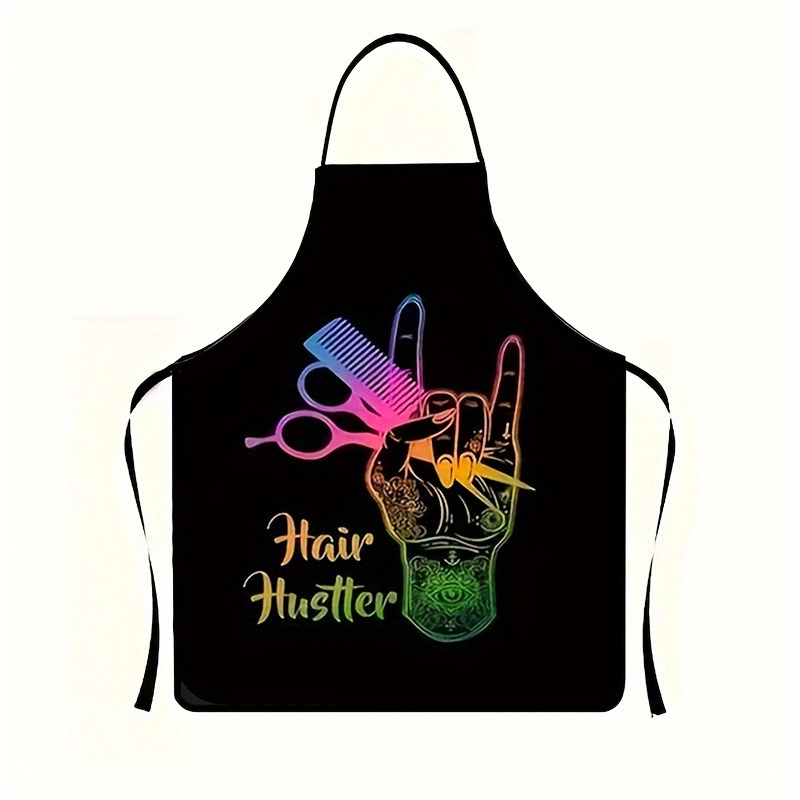 

1pc Fashionable Hair Polyester Apron - Stylish Woven Hairdressing Utility Apron With Vibrant Design For Salon Professionals