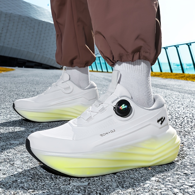 Spring New Men'S Thick-Soled Casual Shoes with Breathable Fabric, Featuring a Rotating Buckle, Versatile And Trendy for Outdoor Sports