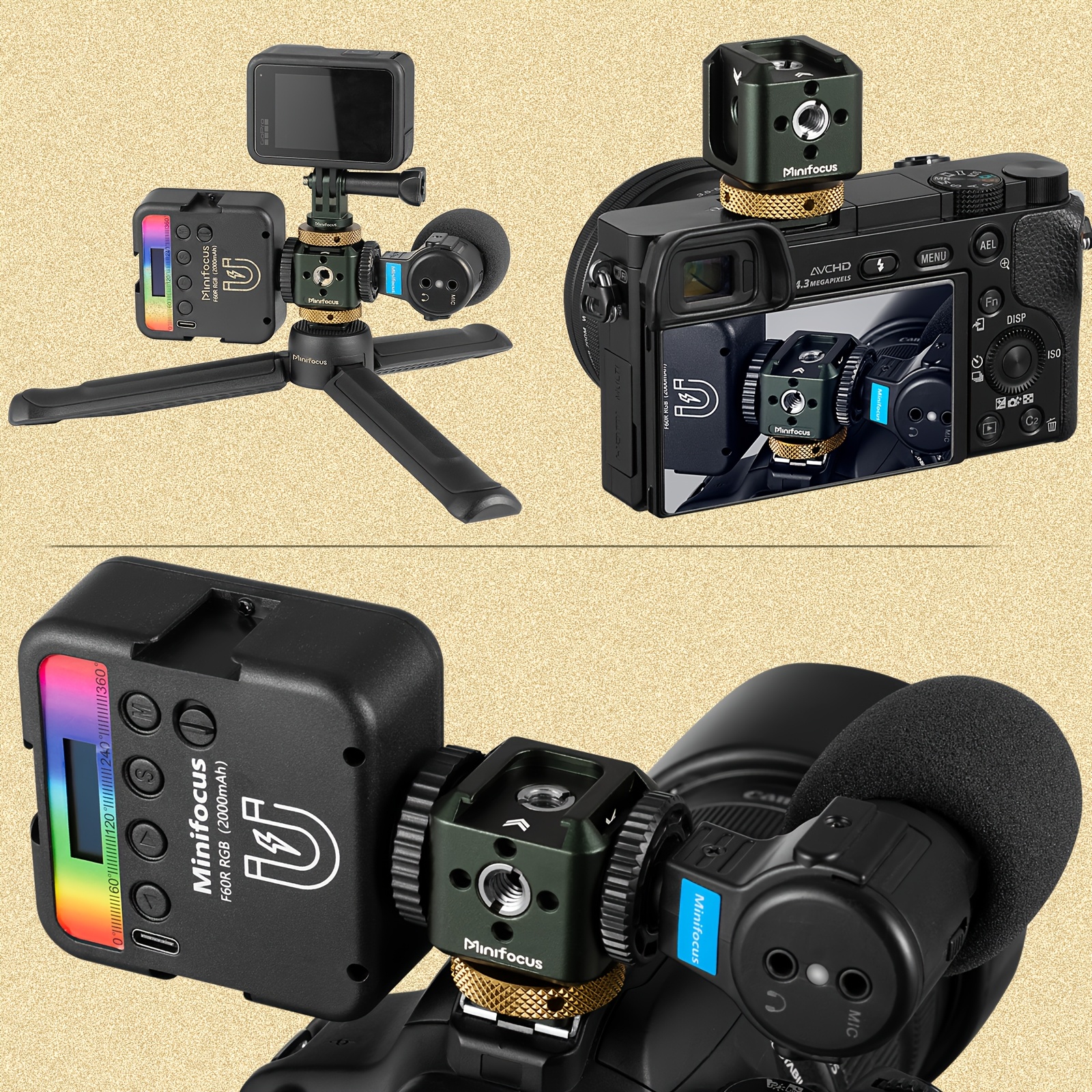 supporto di estensione per flash con interfacce per fredda, di estensione multifunzionale adatta per per fotocamere, unità flash, luci led, monitor, microfoni, ecc. realizzato in di alluminio qualità, non richiede batterie Dettagli dell'articolo 6