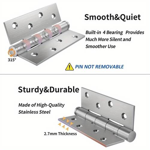 4pcs stainless steel door hinges suitable for indoor outdoor doors 10 16cm x 7 62cm smooth right angle hinges heavy duty silvery