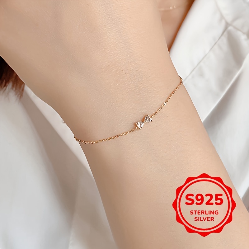 925 Sterling Silver Butterfly Knot Bracelet with Cubic Zirconia