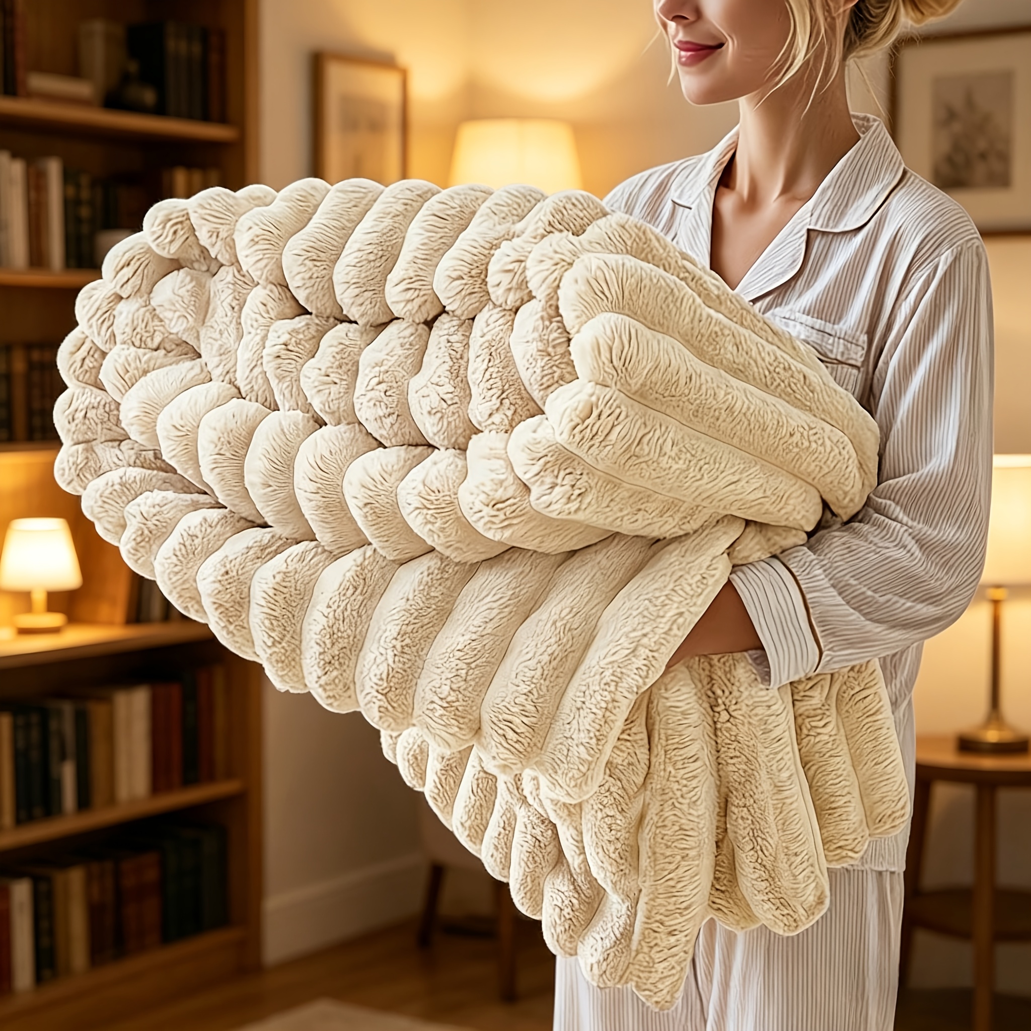TEMU 1 Ultra Luxurious Blanket, Made Of High-quality Artificial Rabbit Fur Fabric, With , Wrapped In Warm Clouds, Spending Comfortable Nights Or In