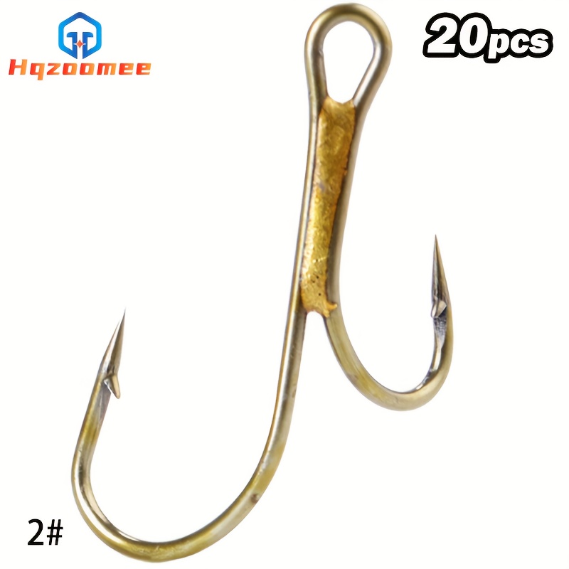 Image of Hqzoomee 20pcs High Carbon Steel Double Fishing Hook 1# 2# 4# 6# 8# Soft Bait Golden Barbed Hook Fishing Tackle Fishhooks