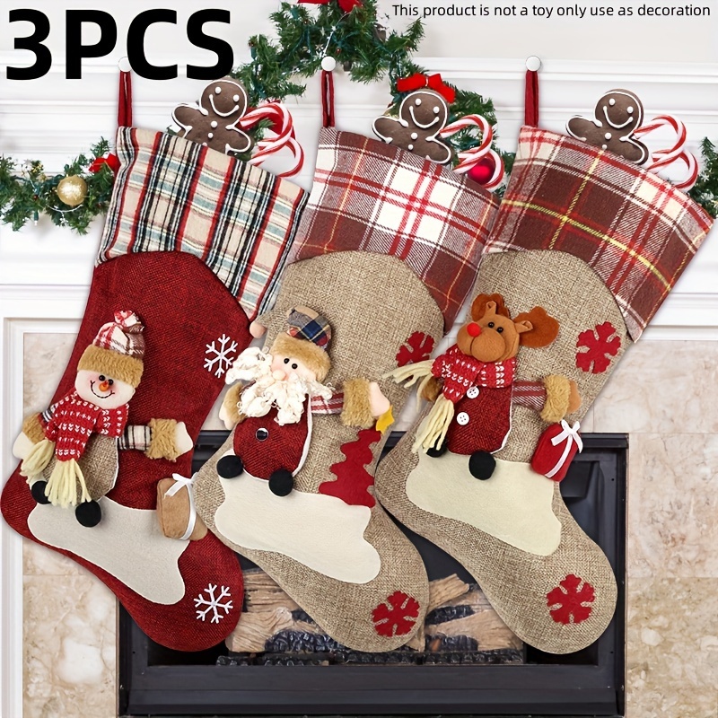 TEMU 1 pz/3 pz, Calze decorative natalizie con di , e , ornamenti per alberi di Natale, decorazioni per , decorazioni per l' domestica e decorazioni