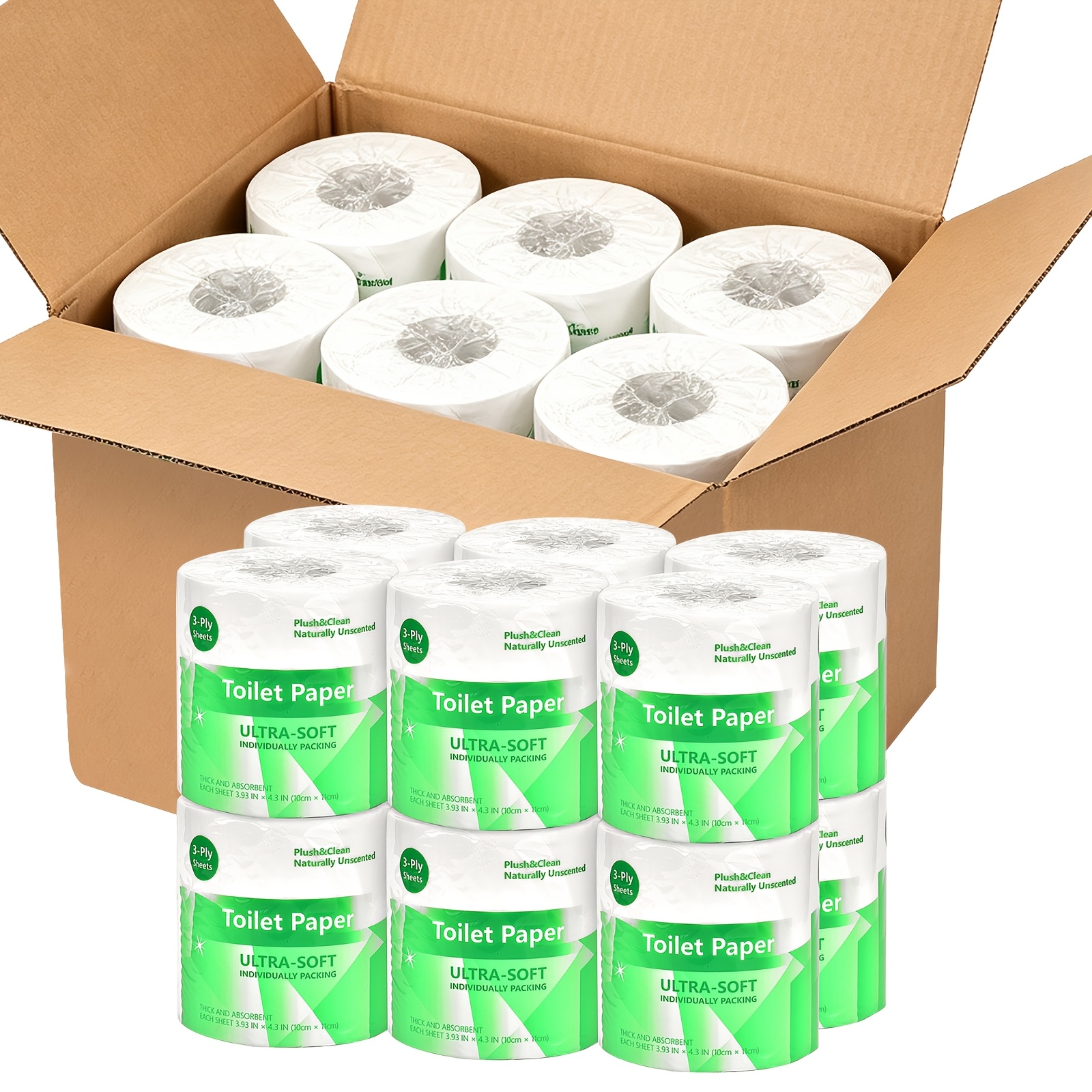 TEMU 12 Or 24 Rolls Ultra Soft 3-ply Toilet Paper Bulk, Soft Bathroom Tissue, Bamboo Individually Wrapped Toilet Tissue, Reel Toilet Paper For Office