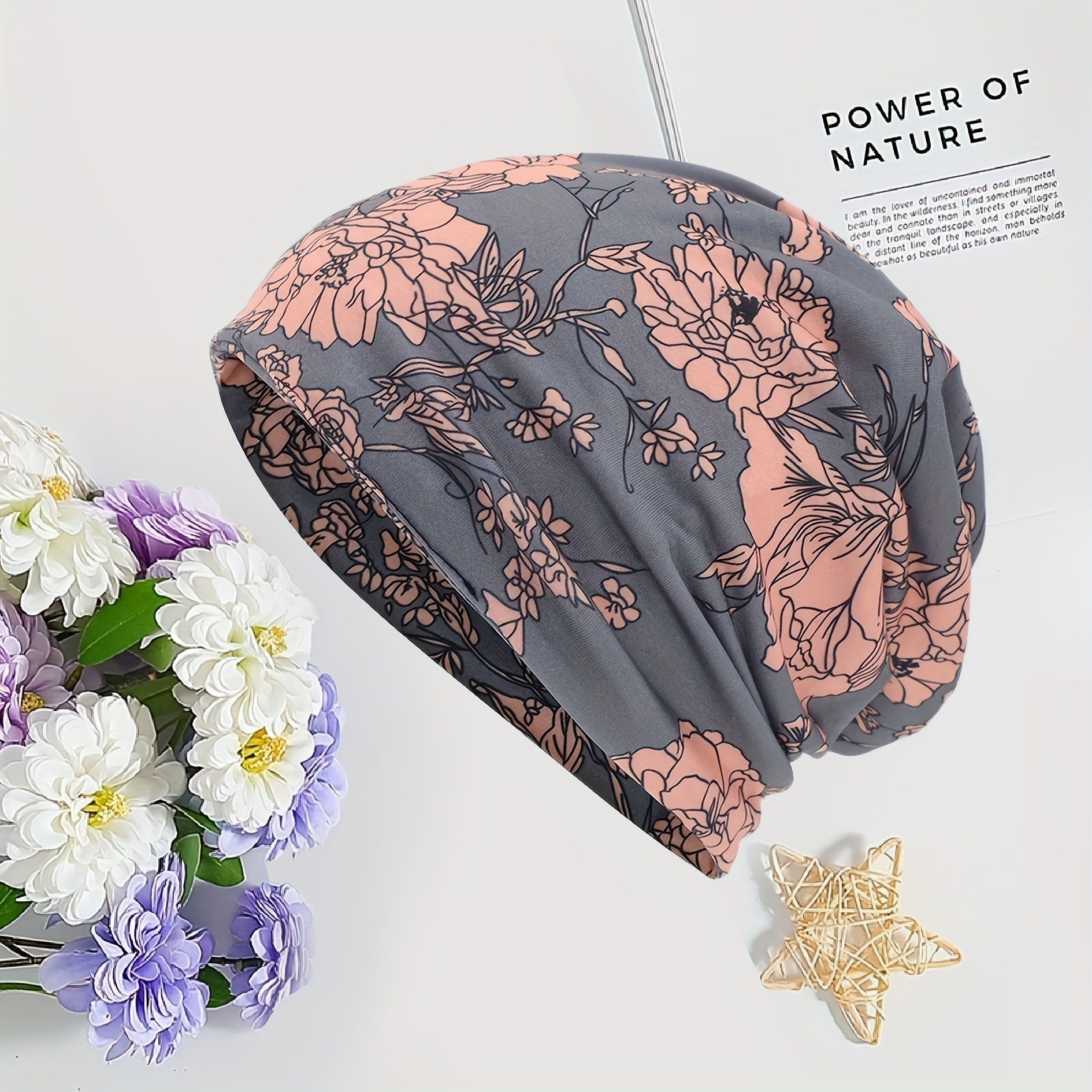 E-shop 1 Stück Bohemian Blumenmuster Elastische Strickmütze – Weiches, Dehnbares Polyester, Maschinenwaschbar, Leuchtende Mischfarben für Outdoor-Sport