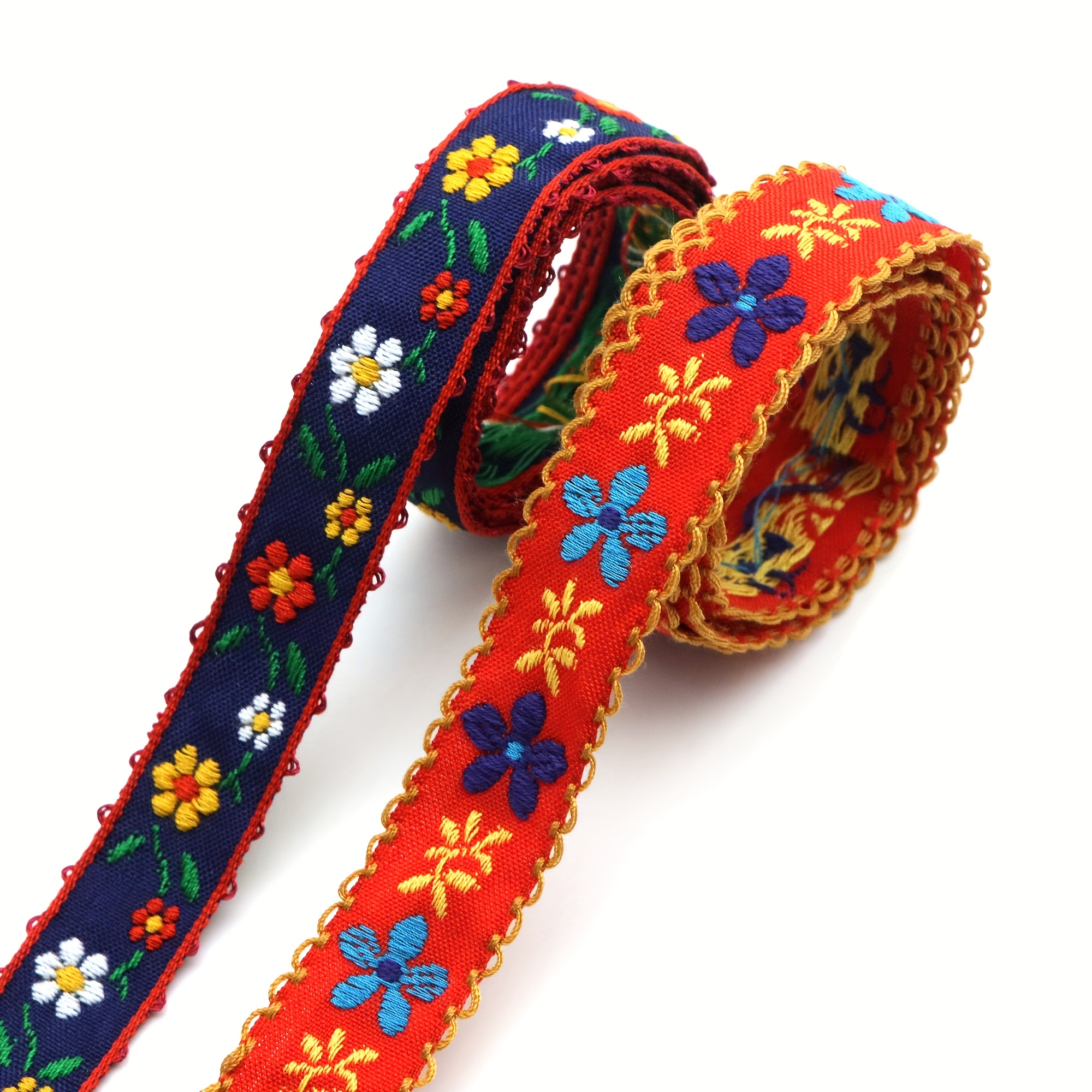 immagine dell'articolo 1 yard di nastro jacquard  , larghezza 16/20mm, nastro intrecciato in poliestere ricamato a fiori per fai da te, cucito, borse,  , confezionamento regali, scrapbooking