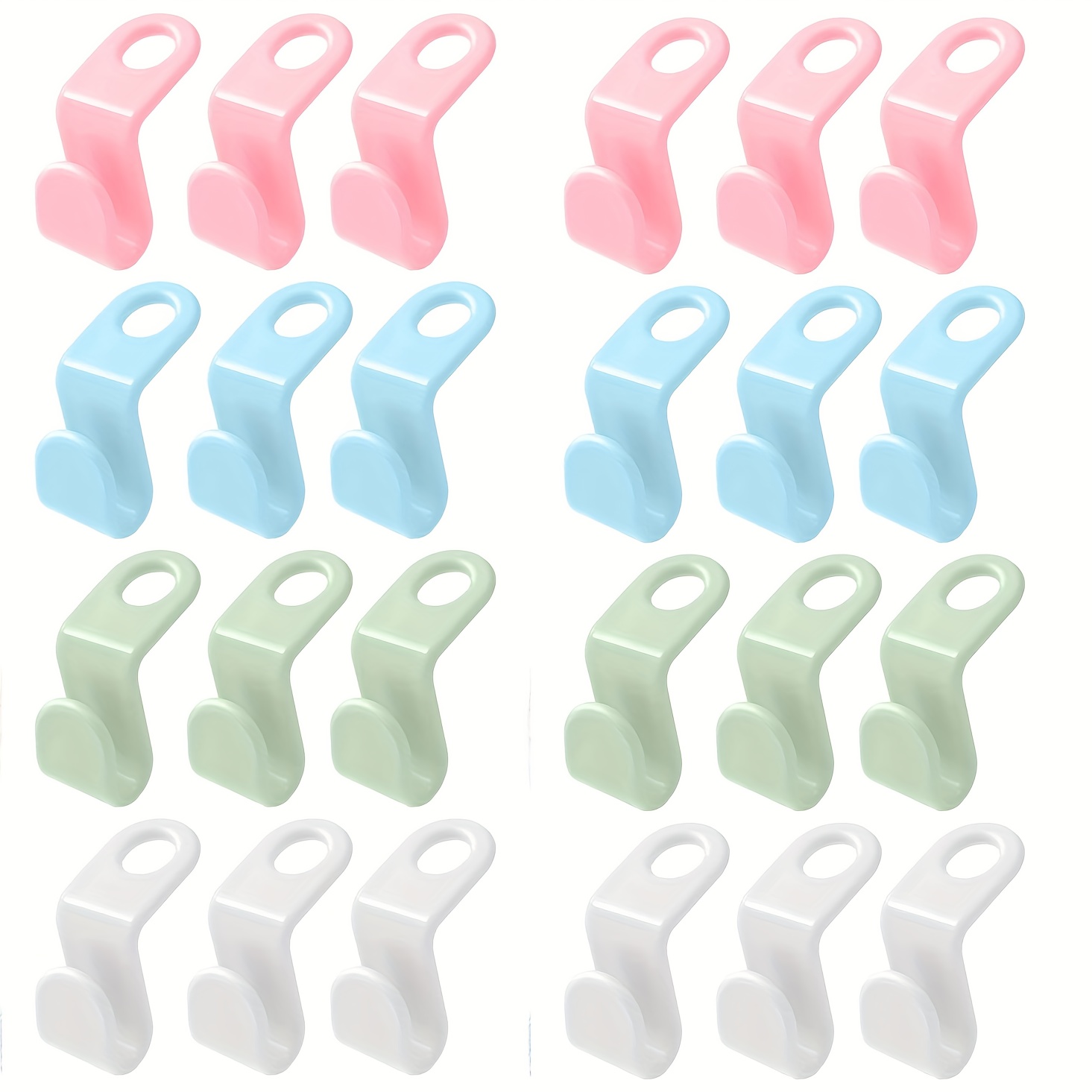 12/24pcs Space- Hanger - Clothes Attachment Hooks, Stacking Space, Plastic Wardrobe Organizer & Storage Extender,, Utility Hooks