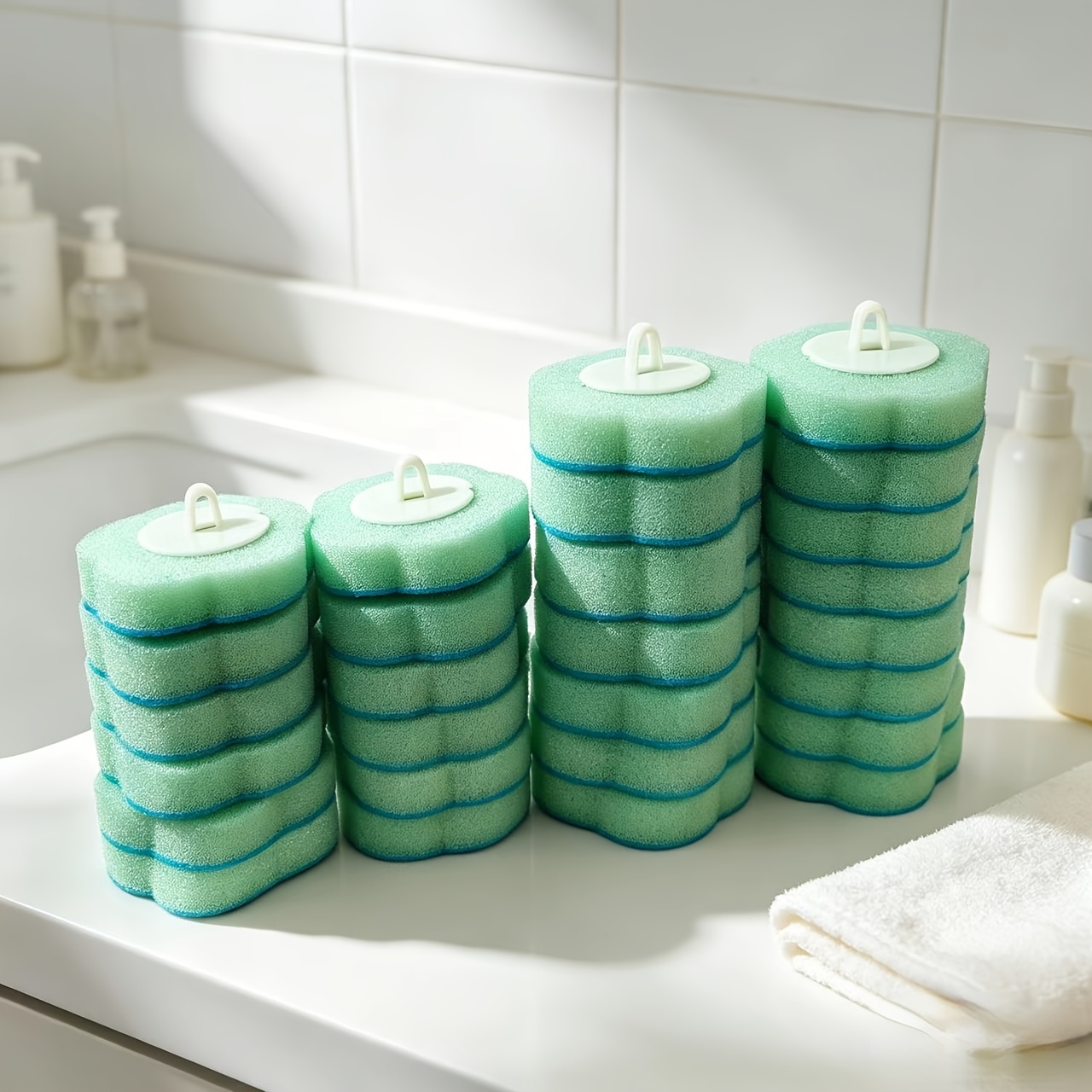 TEMU Cabezal de repuesto desechable para cepillo de baño, cabezal de cepillo de limpieza, forma de flor desechable, herramienta de limpieza universal