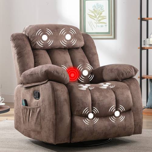 massage swivel rocker recliner chair with heat and vibration 360 degree swivel manual recliners fabric single sofa heavy duty reclining chair for living room