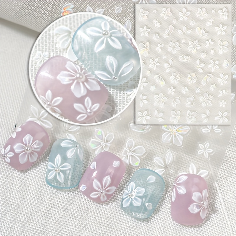 Floral Nail Art Stickers | Self-adhesive Plastic Decals With & Cherry Designs | End | Single-use, Odorless | Ideal For Manicure And Crafting, Nail Additions