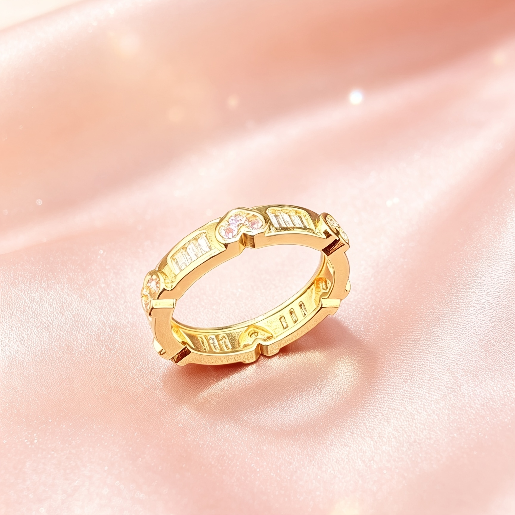 Peach Heart Flower Ring