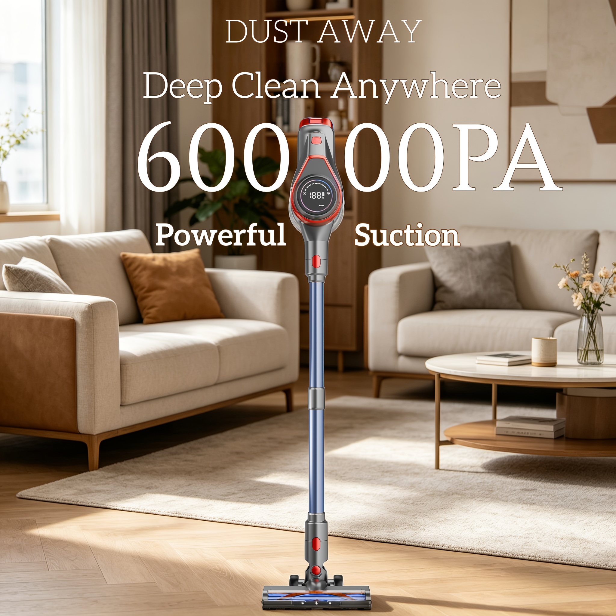 Image of 2026 New Cleaner With 2200mah Removable Rechargeable Battery Rechargeable, 60kpa Telescopic Rod, With Front Led Light Beads, With Anti- Brushwith Multiple Accessories For Carpet, Floor, Pet Hair