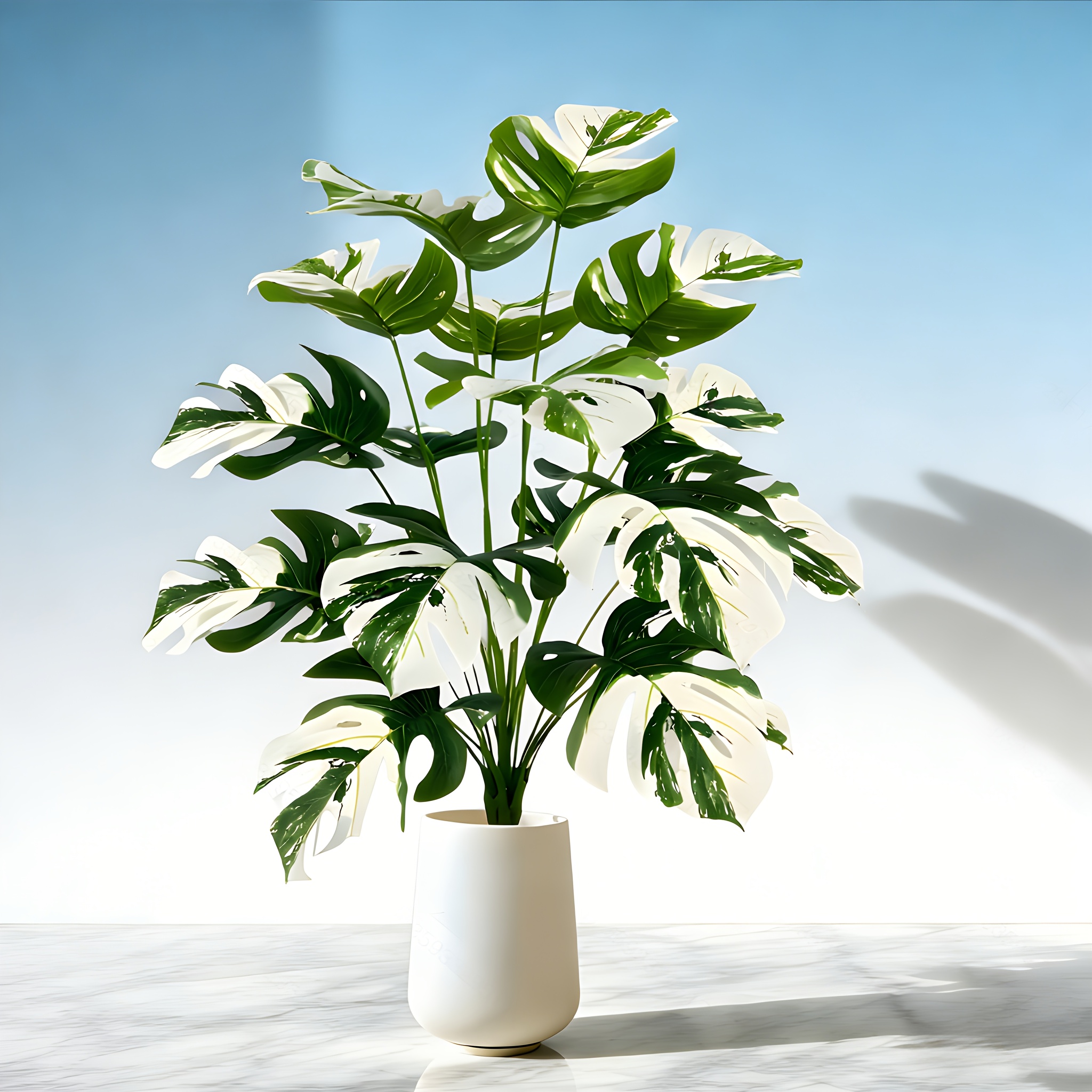 12 Stck Weie Monstera-Kunstpflanzen, 63,5 cm Groe Knstliche  Grnpflanzen mit Weiem Buntblatt - Ideal fr Heimdekoration,  Innen-/Auenbereich, Bro, Wohnzimmer, Schlafzimmer, Esszimmer - * fr ...