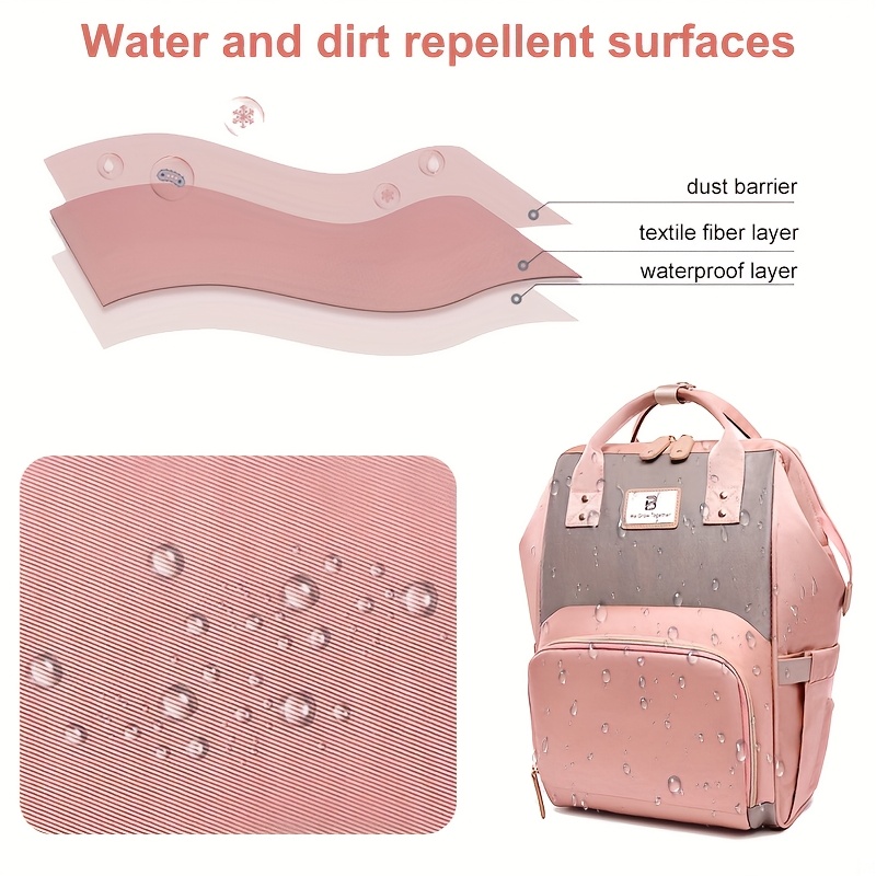 1pc pink mommy essential travel backpack   diaper bag   three bottle insulation compartments and side pockets
