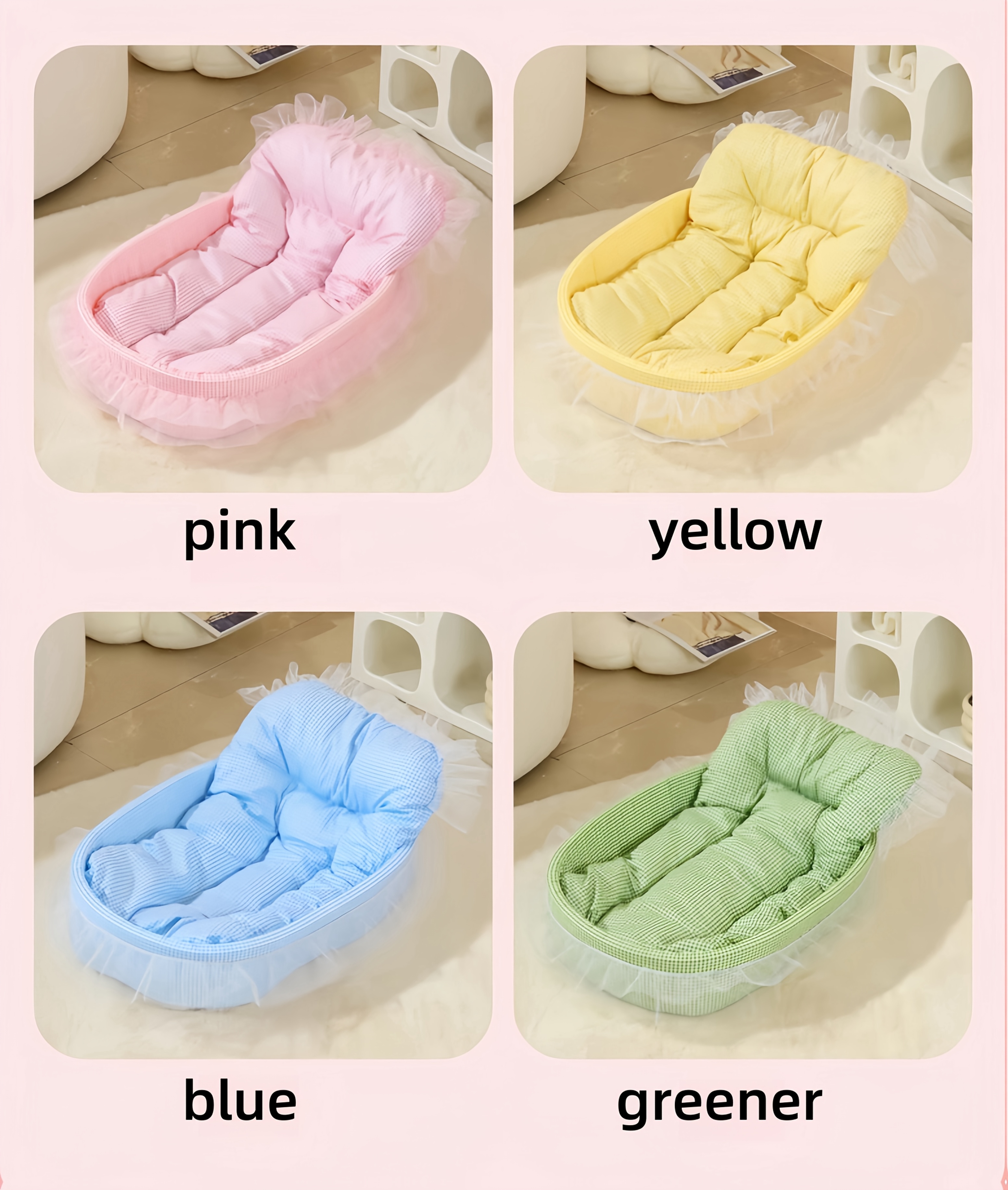1    cat bed cozy rectangular pet bed with plush cushion breathable polyester material in   green yellow ideal for small to medium pets   decor cat bed accessories   stylish pet accessory durable pet furniture Product details 0