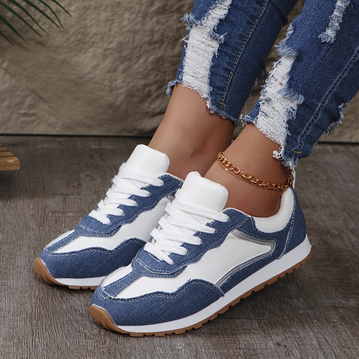 Flat Laces Denim Shoe Laces Torayne Blue Denim White Multi Lace Up