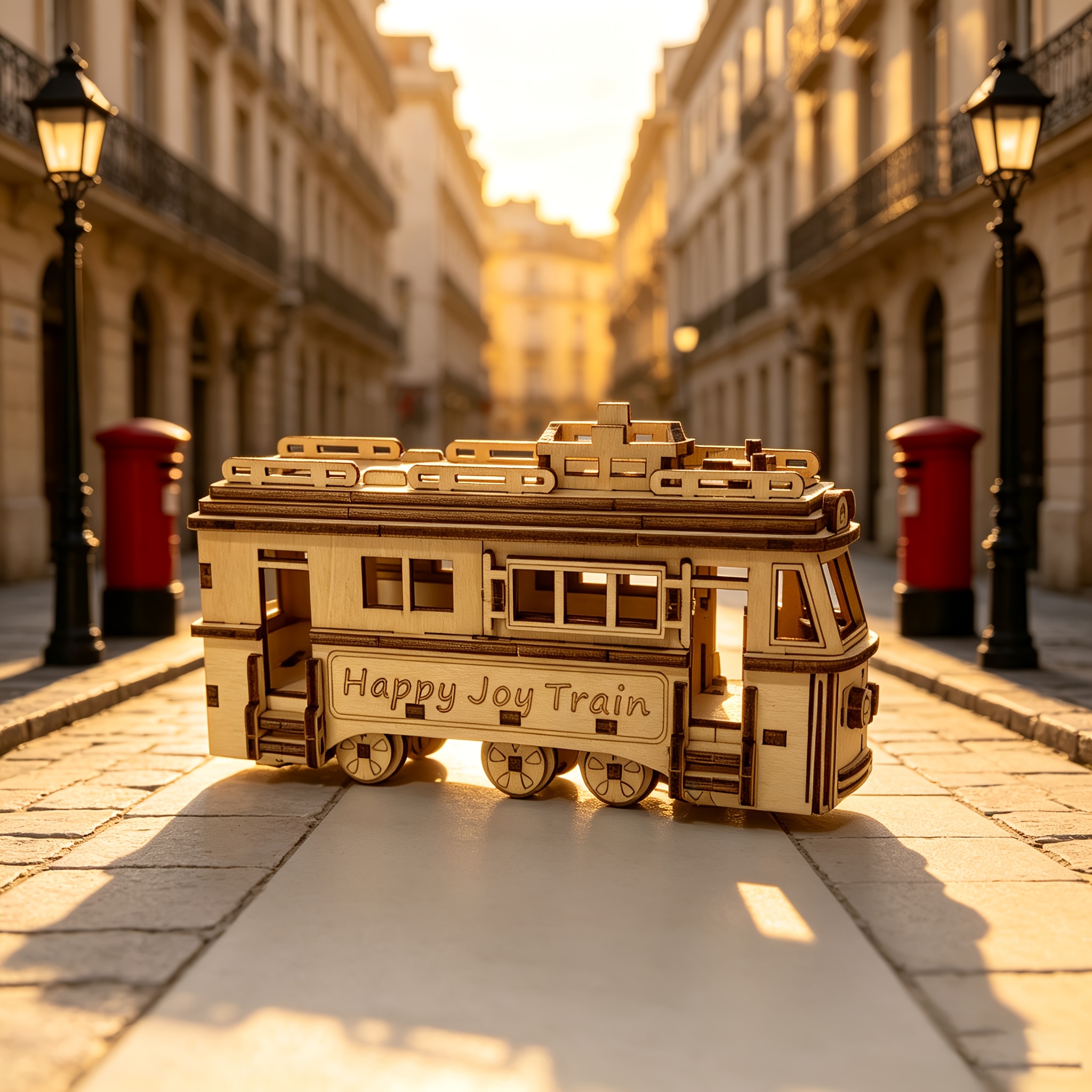 Vintage Wooden 3D Tram Puzzle