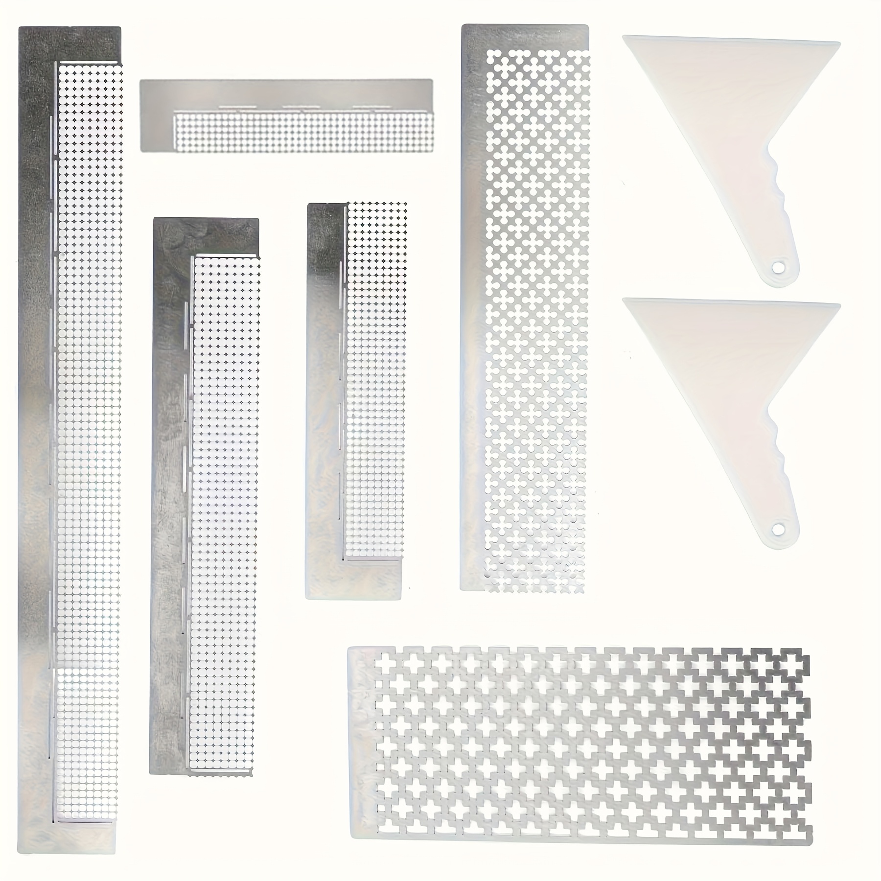 TEMU 8pcs Diamond Paint Ruler Square Stainless Steel With Diamond Paint , Diamond Mesh Ruler 5d Painting Ruler Diy Drawing Ruler 216 400 599 520 699