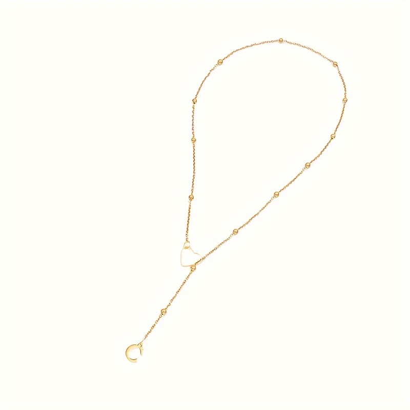 Y-Shaped Heart Necklace with Uppercase Letters, Stainless Steel