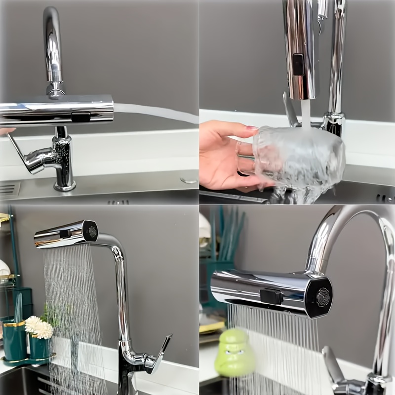 1pc universal multi function faucet adapter abs material waterfall flow rotatable splash proof spray head no electricity needed stylish upgrade for bathroom kitchen sinks details 9