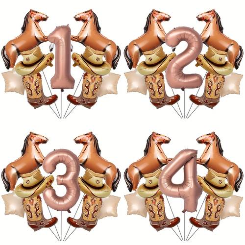 9pcs horse racing theme aluminum foil balloon set birthday party decorations and race scene decor