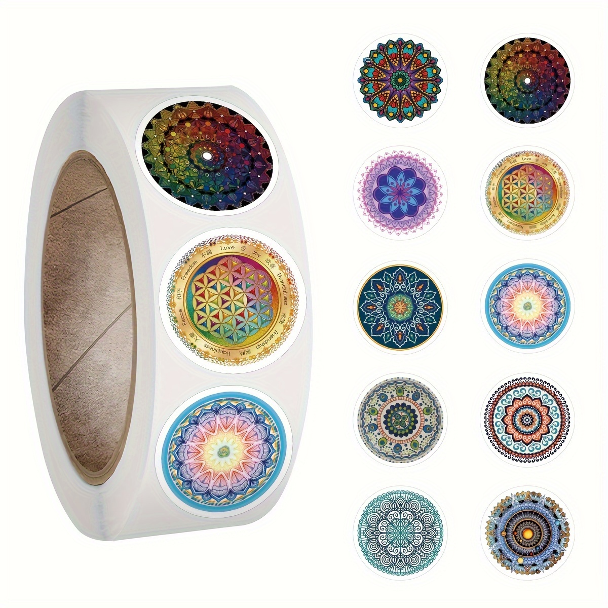 

500pcs Mandala Stickers Roll Vinyl Stickers Scrapbook, Journaling, Laptop,bumper,skateboard,water Bottles,computer,phone,cartoon Anime