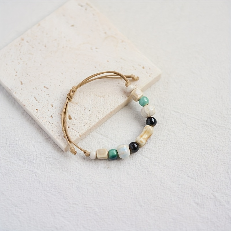 Boho Vintage Style Ceramic Beaded Bracelet Ethnic Wristband