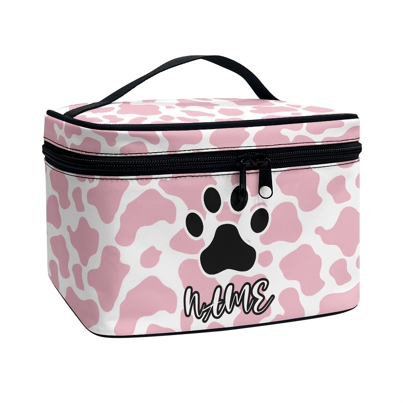 TEMU 1pc Customizable Name Dog Paw Printing Pet Grooming Kit Storage Bag, Pet Care Organizer For Home And Travel Use - Ideal Gift For Pet Lovers, Pet