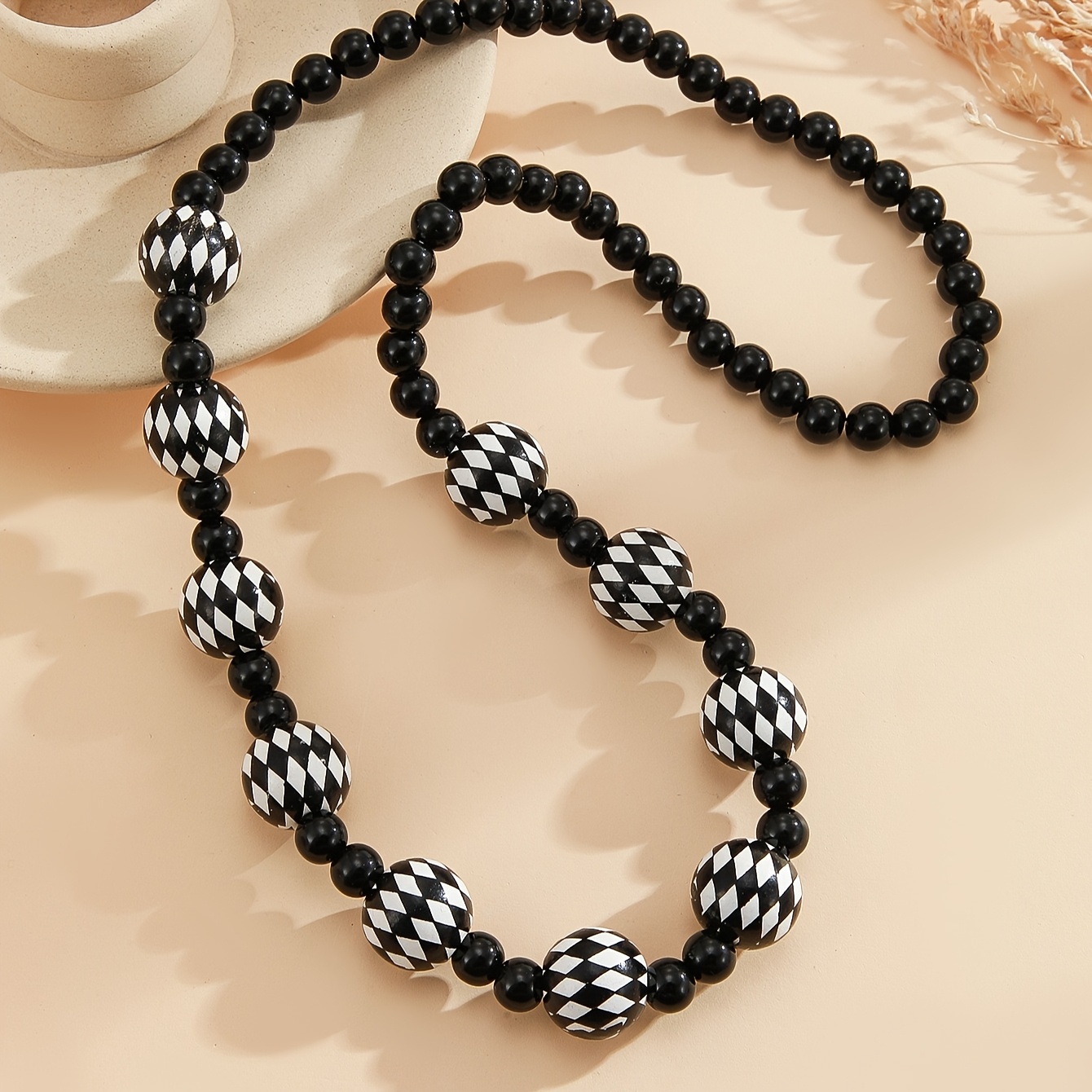 Y2K Hip Hop Beaded Necklace & Rhombus Chain