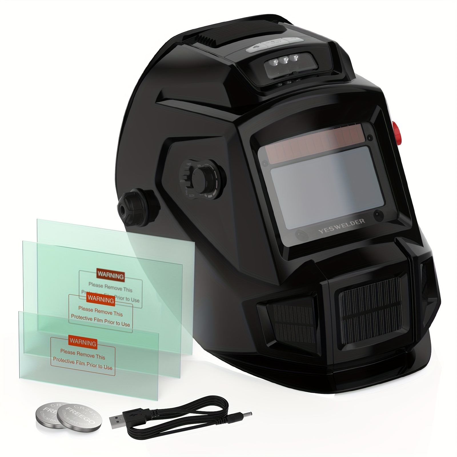 

Yeswelder Auto Darkening Welding Helmet With Fan And Light, 4 Arc Sensor For Tig Mig Hood Helmet