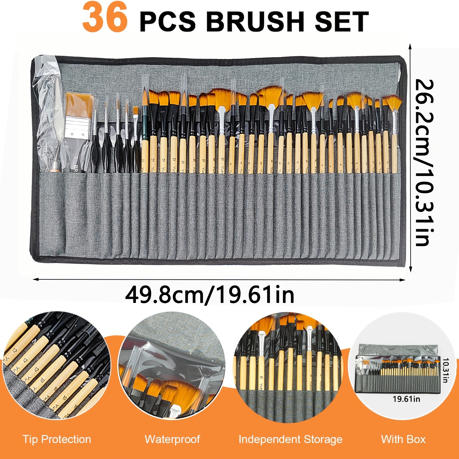 36pcs Professional Paint Brush Set with Palette Knife