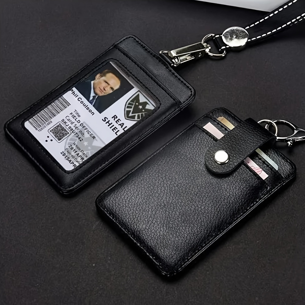 

1pc Creative Genuine Leather Multi-card Position Work Certificate Multi-functional Safety Access Card Identity Traffic Bank Lunch Card Employee Work Card