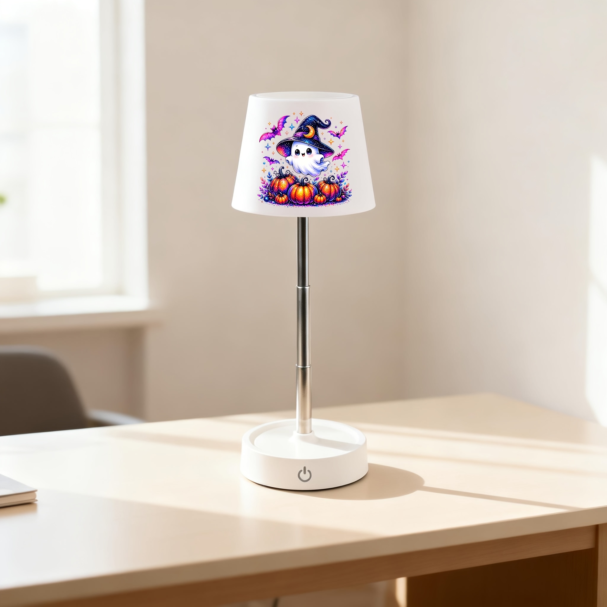 Halloween Cute Ghost Desk Lamp with Wizard Hat Pattern