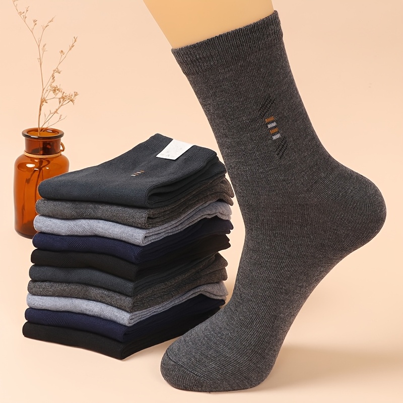 Image of 8 Pairs/mixed Color Socks, Autumn And Winter Men's Mid-calf Socks, Style, Sweat-absorbing, Breathable, Odor-resistant, Men's Long Socks, Middle-aged And Elderly Socks, Casual Socks