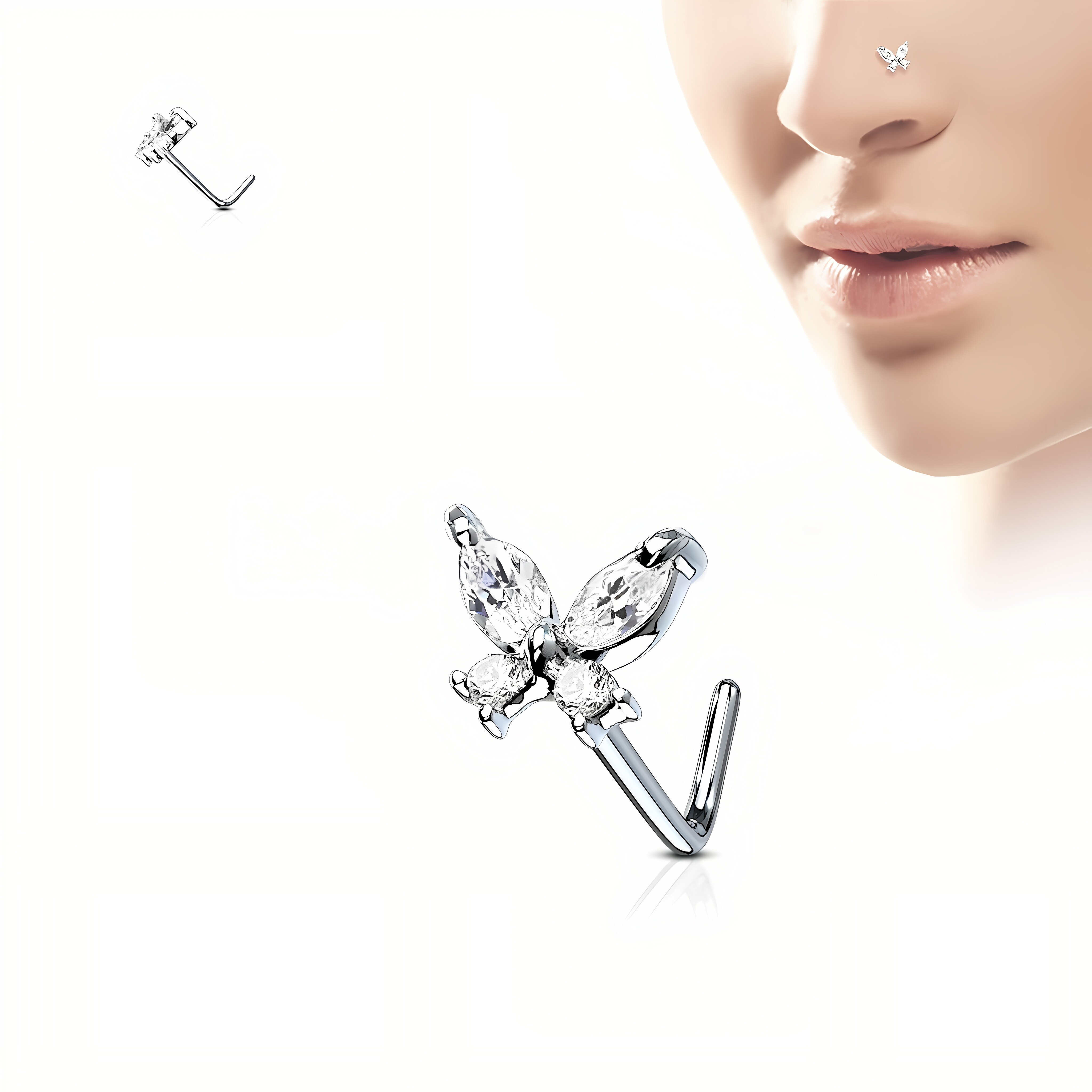 1pc Colorful Ins Synthetic Zirconia Nose Ring Stud Fashion Niche Luxury Nose Jewelry Daily Nose Hole Body Piercing Jewelry Date Gift Daily