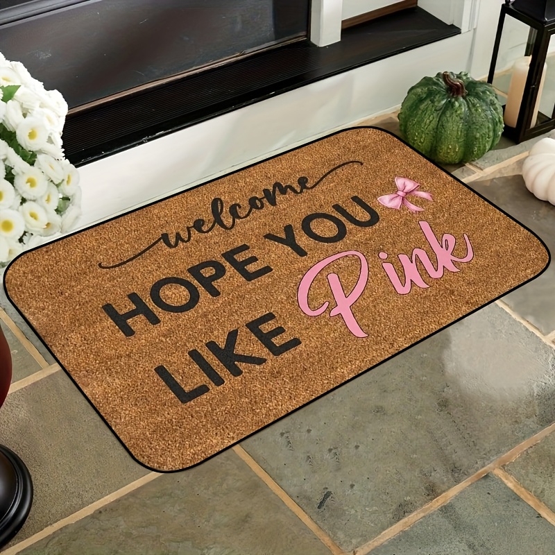 

1pc Tapis de Phalaeneas Rose Aquarelle - "J'espère que vous " Antidérapant, Lavable en Polyester avec Design Floral, Idéal pour la Décoration de Salle de Bain et de Salon, Tapis de Salle de Bain